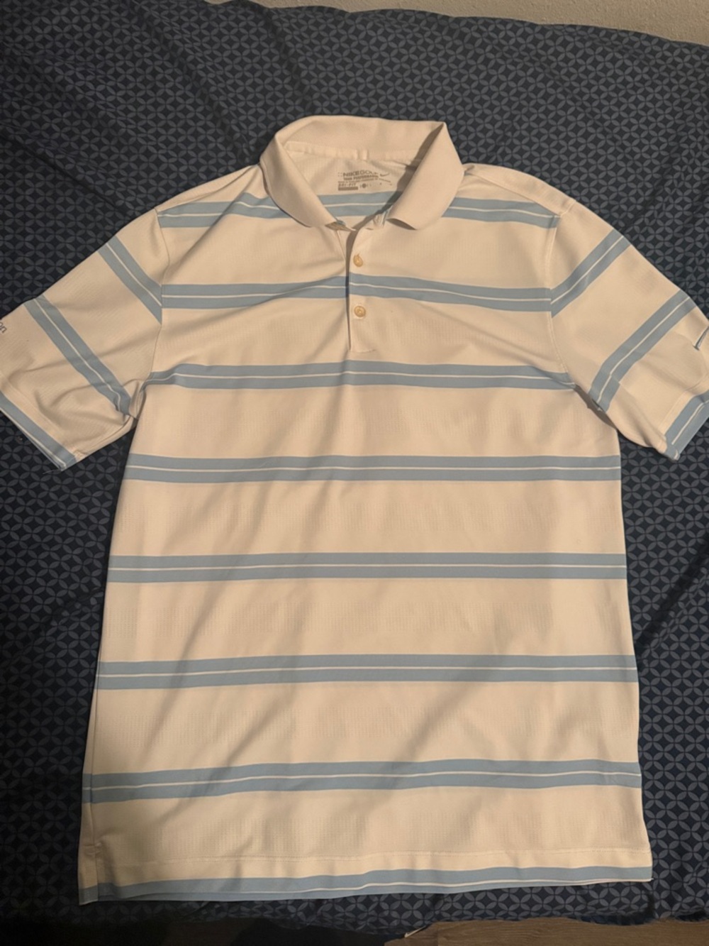Nike Golf Cream Polo with Light Blue Stripes
